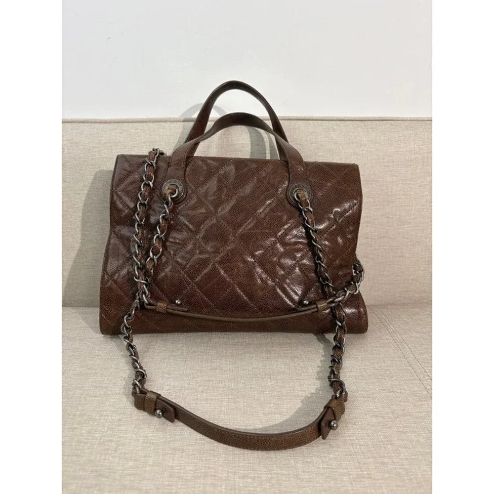 CHANEL Brown Caviar Coco Handle Large SHW - Picture 3 of 15
